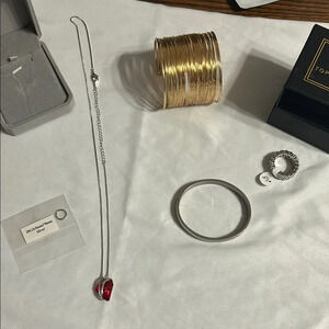 Necklace w/ Pendant, Gold Bracelet, Ring, Silver Bracelet, Nose Ring Lot #3